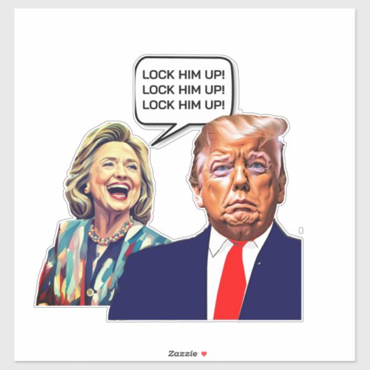 Sticker Hillary Drôle Dit Verrouiller Trump (Feuille)