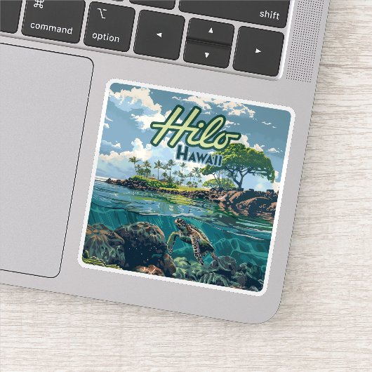 Sticker Hilo Hawaii Big Island Turtle Beach Vintage (Détail)