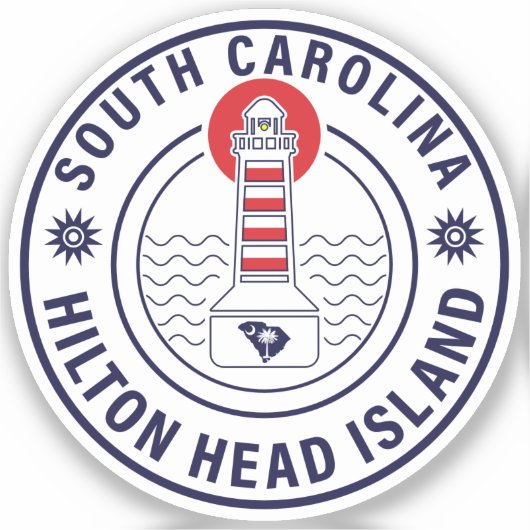 Sticker Hilton Head Island Lighthouse Retro Sunset (Recto)