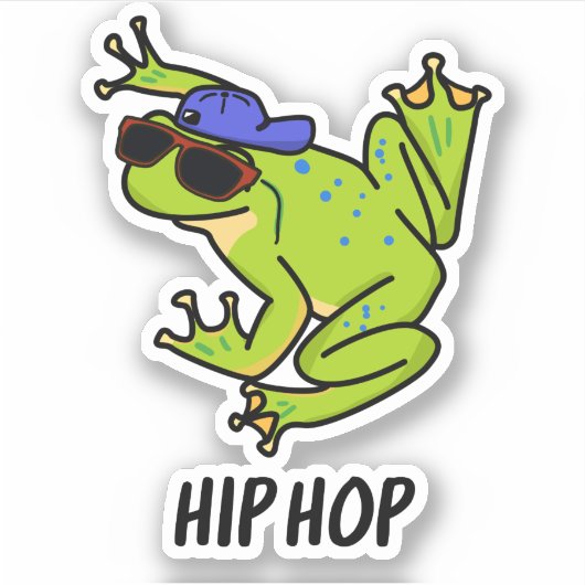 Sticker Hip hop Funny Hopping Frog Pun (Devant)