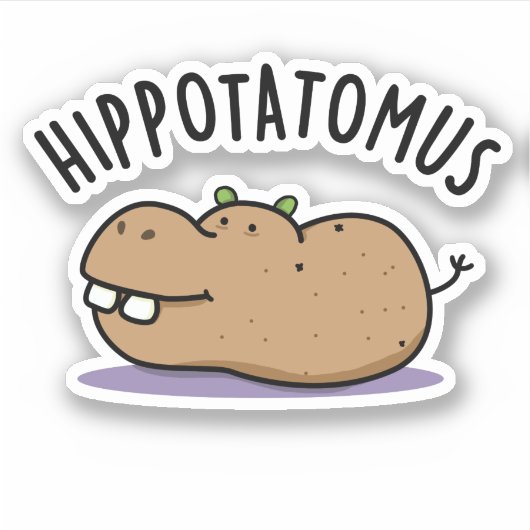 Sticker Hip Potato-mus Funny Hippo Pun (Devant)