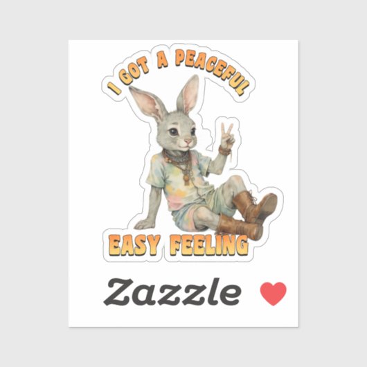 Sticker Hippie Boho Peaceful Easy Feeling Rabbit Bunny  (Feuille)