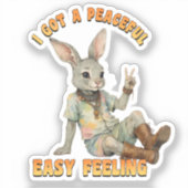 Sticker Hippie Boho Peaceful Easy Feeling Rabbit Bunny  (Recto)