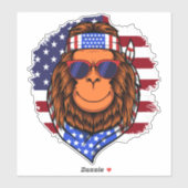 Sticker Hippie Patriotique Juillet 4 Bigfoot (Feuille)