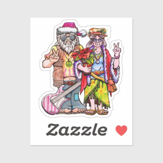 Sticker Hippie Santa Couple (Feuille)