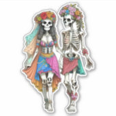 Sticker Hippie Skeleton Couple (Devant)