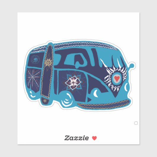 Sticker Hippie Van (Feuille)