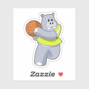 Sticker Hippo as basketball player with basketball.PNG