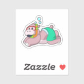 Sticker Hippo at Diving with Snorkel (Feuille)