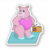 Sticker Hippo at Fitness with Radio.PNG (Devant)