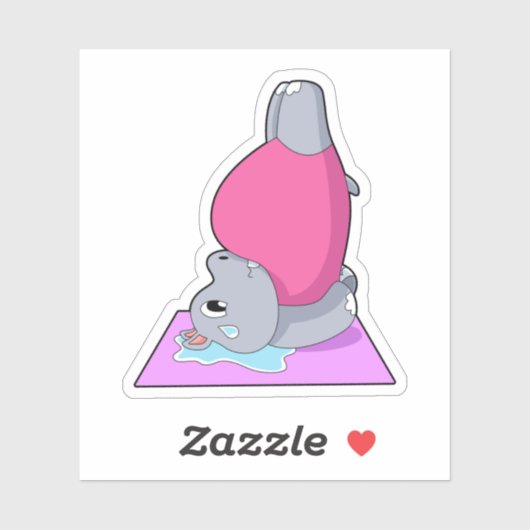 Sticker Hippo au yoga Fitness (Feuille)