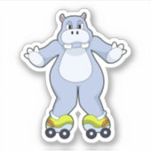 Sticker Hippo avec patins à rouleaux (Devant)