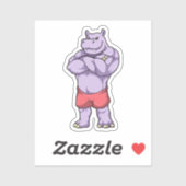 Sticker Hippo comme Bodybuilder extrême (Feuille)