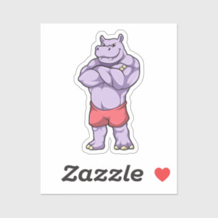 Sticker Hippo comme Bodybuilder extrême