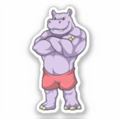 Sticker Hippo comme Bodybuilder extrême (Recto)