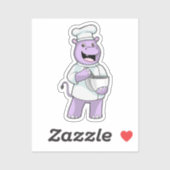 Sticker Hippo comme chef avec bol (Feuille)