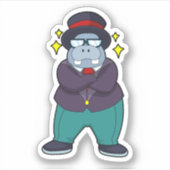 Sticker Hippo comme marié avec costume.PNG (Devant)