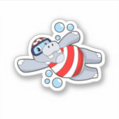 Sticker Hippo comme Plongeur avec lunettes de natation (Devant)