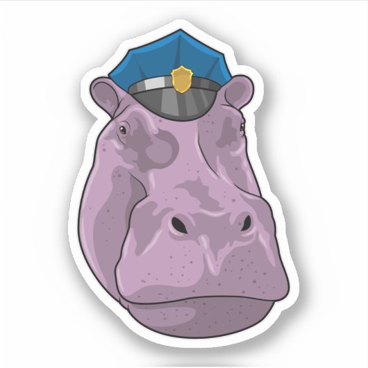Sticker Hippo en tant que policier (Devant)