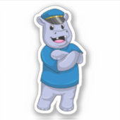 Sticker Hippo en tant que policier avec casquette de polic (Devant)
