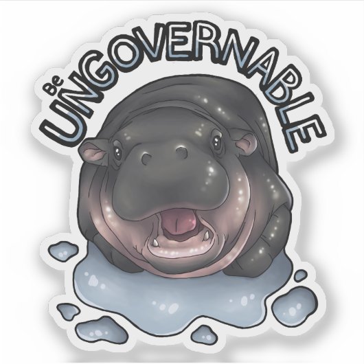Sticker Hippo ingouvernable (Devant)