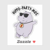 Sticker Hippo-party-mus Funny Animal Hippo Pun (Feuille)