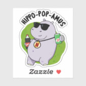 Sticker Hippo-pop-amus Funny Hippo Soda Pop Pun (Feuille)