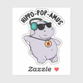 Sticker Hippo-pop-amus Funny Pop Music Hippo Pun (Feuille)