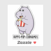 Sticker Hippo-pop-cornemus Funny Hippo Pun (Feuille)