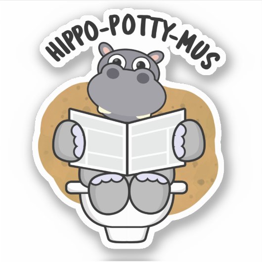 Sticker Hippo-potty-mus drôle Animal Hippo Pun (Devant)