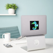 Sticker Hippocampe néon (Ordinateur portable sur le bureau)