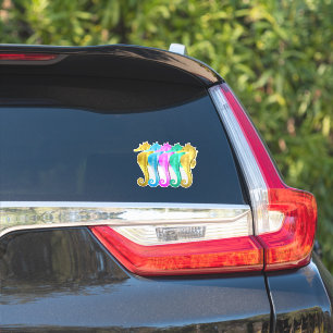 Sticker Hippocampes colorés ton or nautique/d2