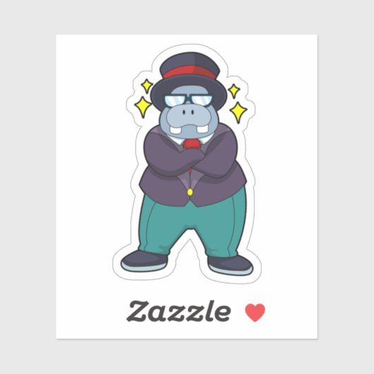 Sticker Hippopotame en marié avec costume.PNG (Feuille)