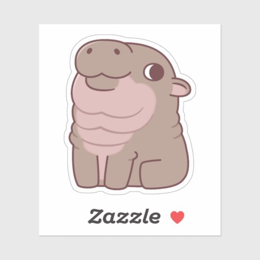 Sticker Hippopotame pygmée assis mignon (Feuille)