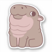 Sticker Hippopotame pygmée assis mignon (Devant)
