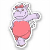 Sticker Hippopotampe en mariée avec voile et nœud (Recto)