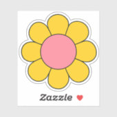 Sticker Hippy rose et jaune rétro Daisy (Feuille)