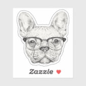 Sticker Hipster Bulldog (Feuille)