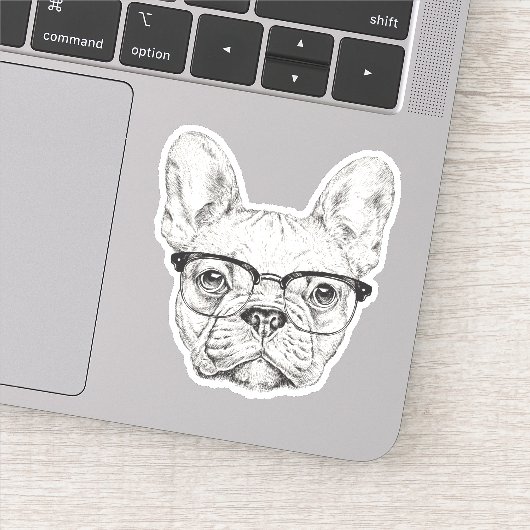 Sticker Hipster Bulldog (Détail)