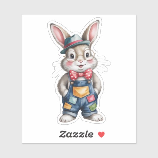 Sticker Hipster Bunny Boy Baby Shower (Feuille)