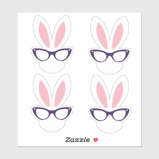 Sticker Hipster Bunny de Pâques (Feuille)