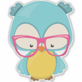 Sticker Hipster Owl, Chouette Avec Lunettes, Chouette Mign (Devant)