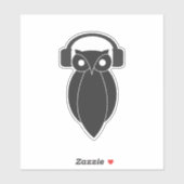 Sticker Hipster Owl cool avec casque (Feuille)