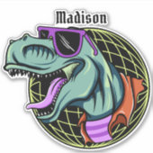 Sticker Hipster T-Rex nom personnalisé (Devant)