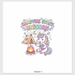 Sticker Histoire de feu de camp licorne Licorne charmante 