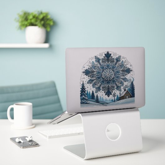 Sticker hiver (Ordinateur portable sur le bureau)