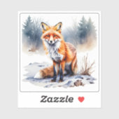 Sticker hiver renard aquarelle (Feuille)