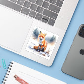 Sticker hiver renard aquarelle (Ordinateur portable avec iPhone)