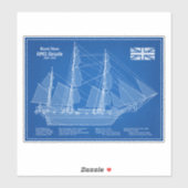 Sticker HMS Beagle grand navire - Plan d'expédition ABD (Feuille)