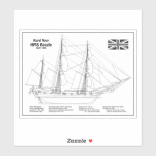 Sticker HMS Beagle Tall Ship - Plan d'expédition BD
